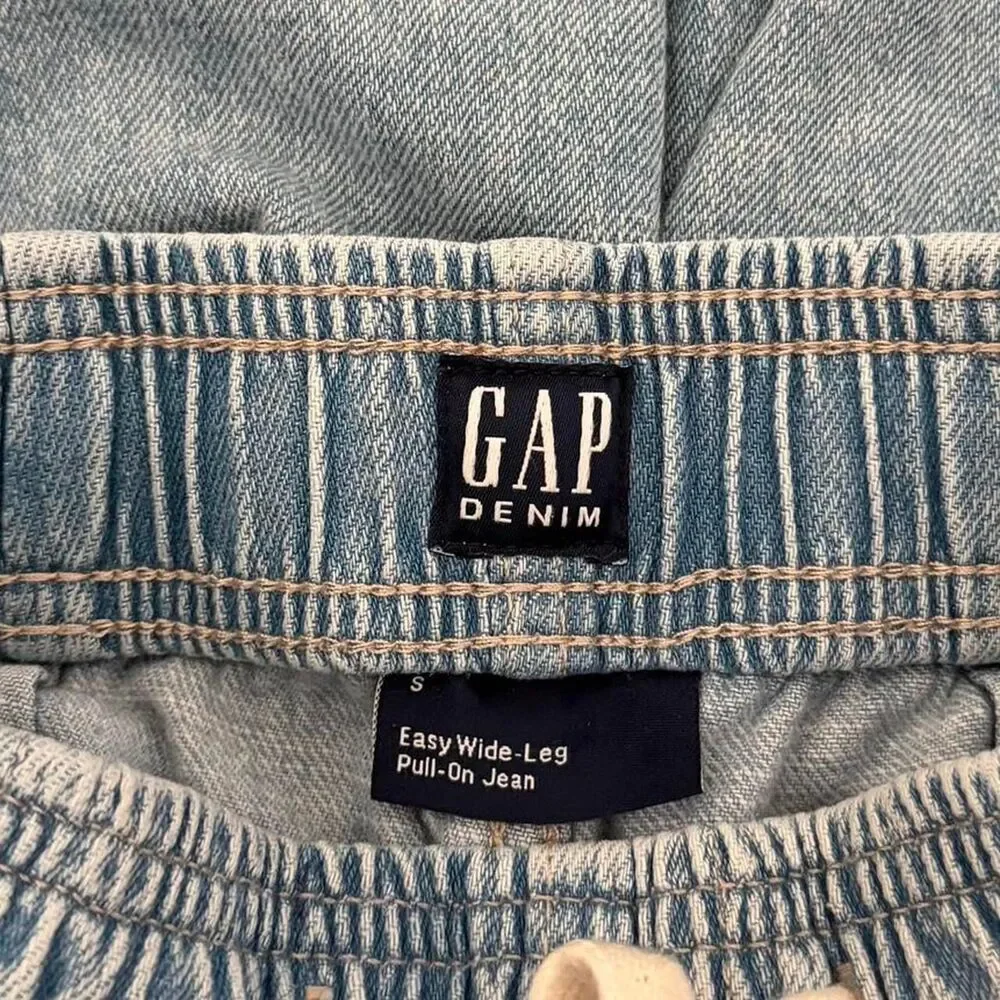 GAP Kids Blue Easy Wide Leg Pull on Cargo Jeans - Size Small Unisex